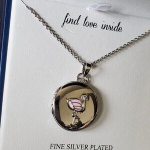 Guiliana silver pltd flamingo locket necklace